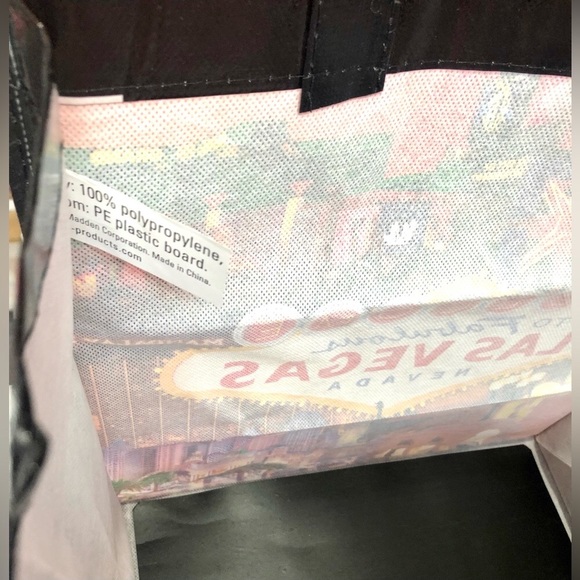 LAS VEGAS reusable tote shopping bag Welcome to Las Vegas scene size 13x13  NEW - Picture 7 of 9